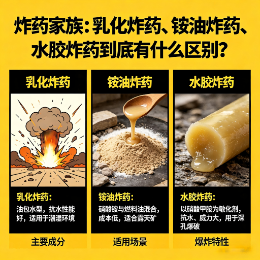 民勤炸药家族：乳化炸药、铵油炸药、水胶炸药到底有什么区别？